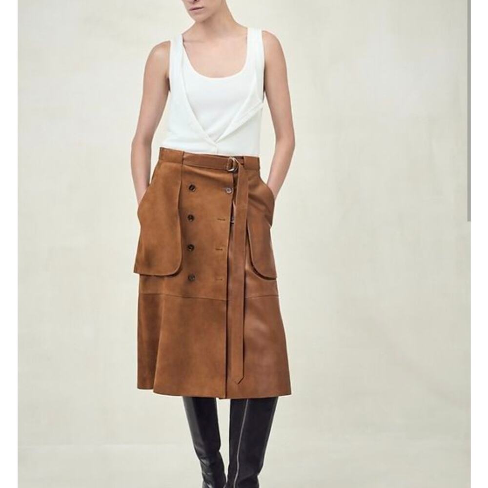 Banana Republic x Peter Do -Leather Utility Skirt/10/Brown/ NWOT